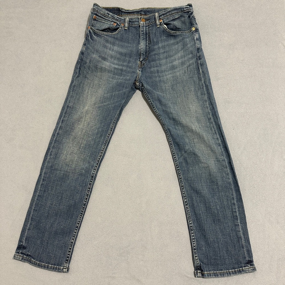 Levi's 505 Straight‎ Leg Jeans Denim Mid-Rise Stretch Blue Mens Size W34 x L30